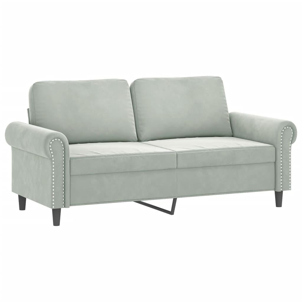 Light Gray Velvet 2 Piece Sofa Set with Throw Pillows H5109