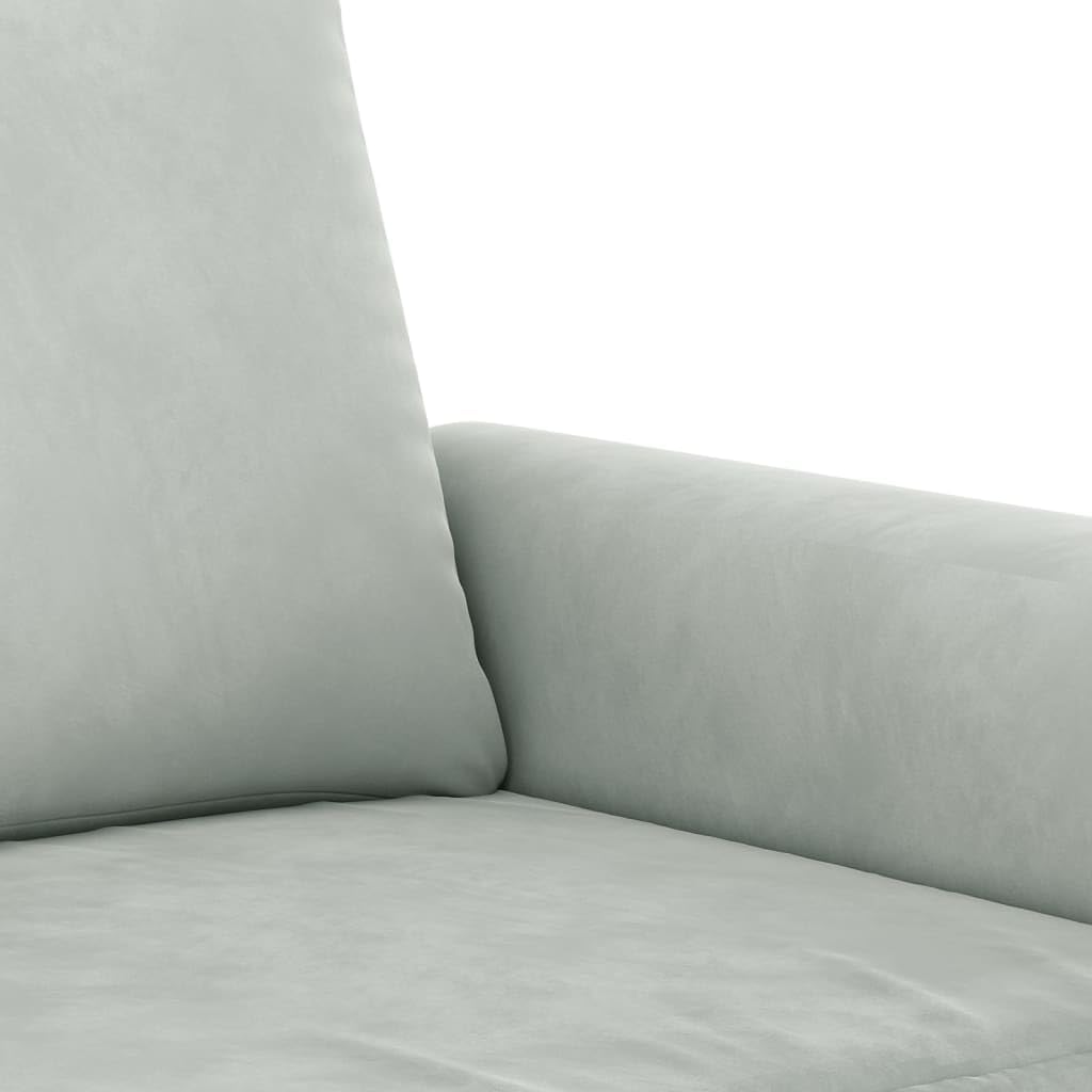Light Gray Velvet 2 Piece Sofa Set with Throw Pillows H5109