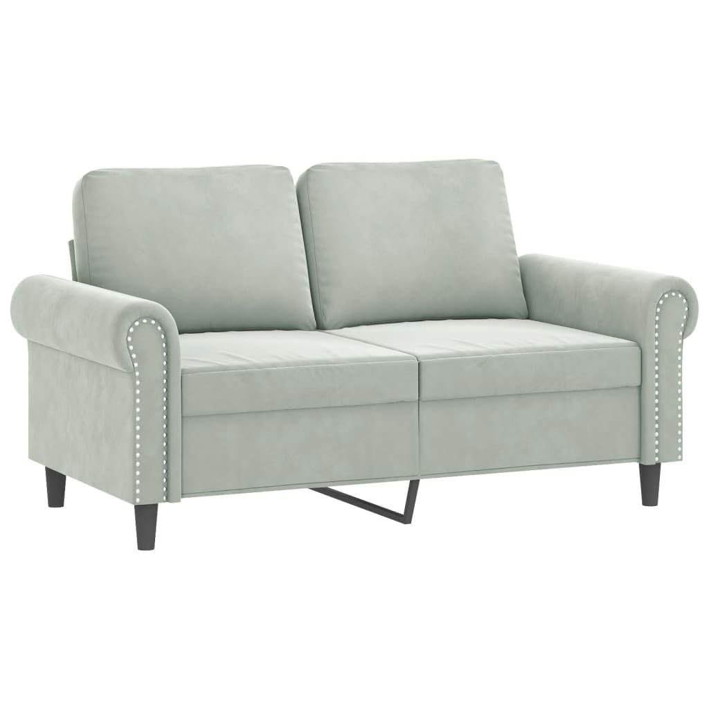 Light Gray Velvet 2 Piece Sofa Set with Throw Pillows H5109