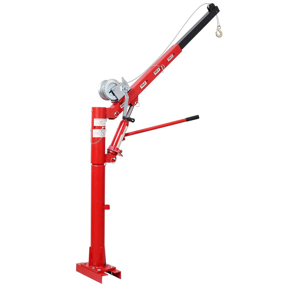 Pickup Truck Crane with Manual Winch, 1000 lb Capacity, Adjustable Boom, 360° Swivel Base, Heavy Duty Steel K840