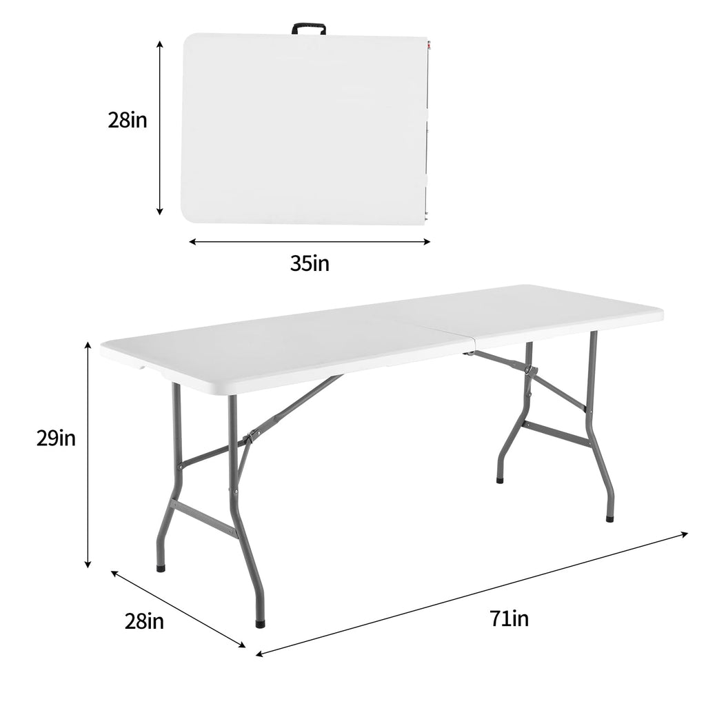 White Portable Folding Table with Carrying Handle T438123