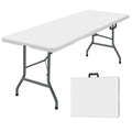 White Portable Folding Table with Carrying Handle T438123