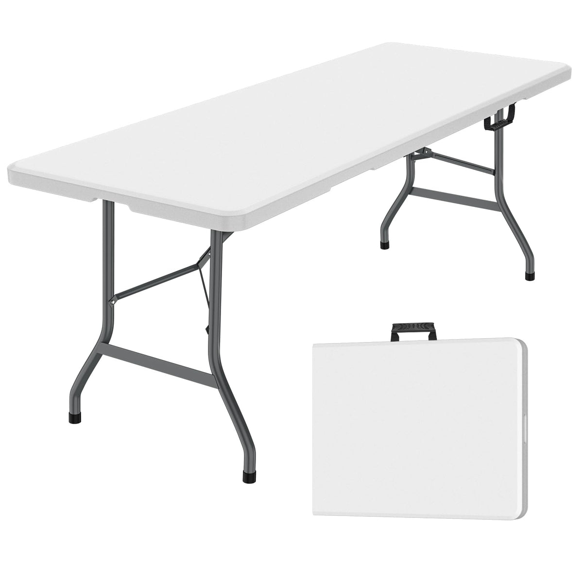 White Portable Folding Table with Carrying Handle T438123
