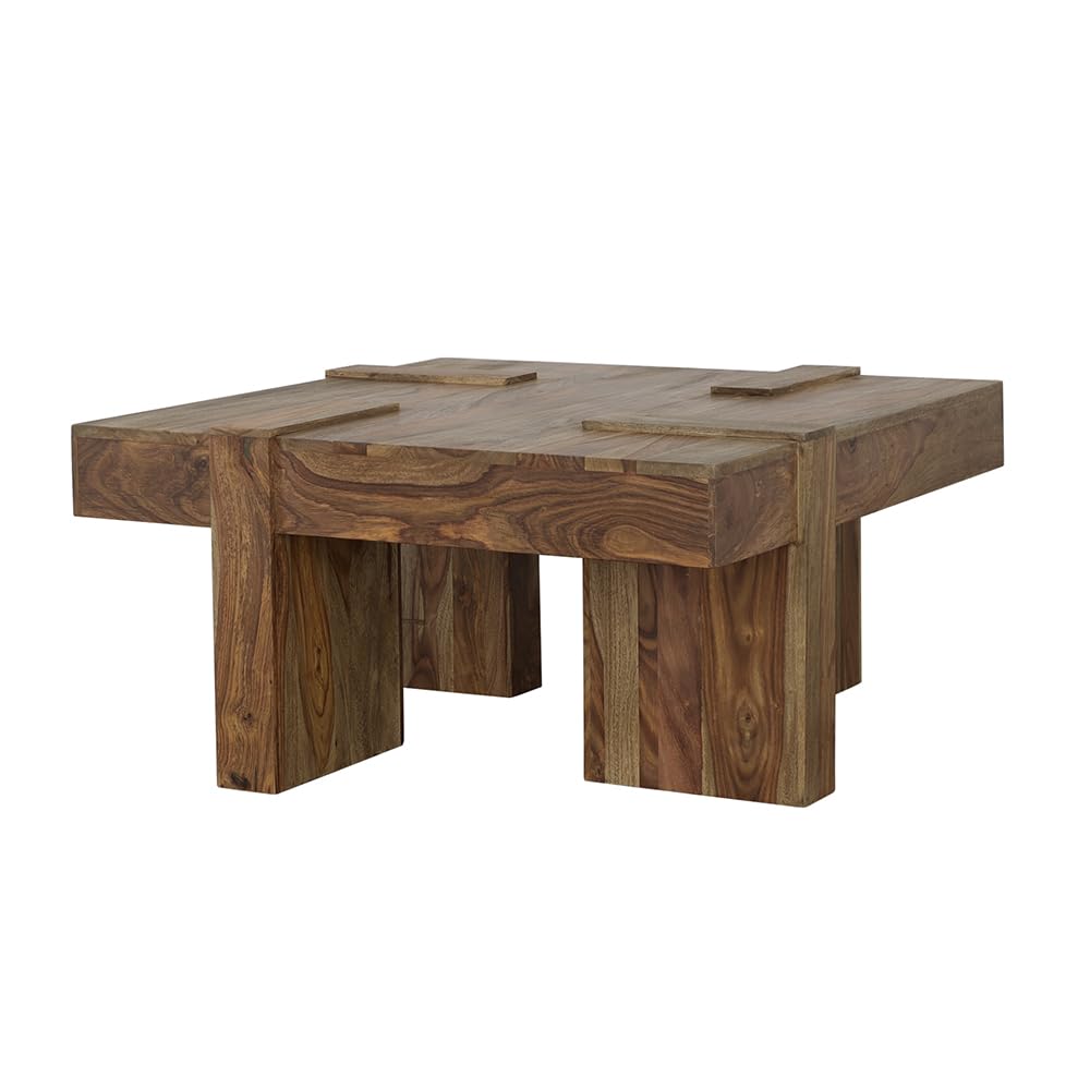 Sheesham Wood Square Coffee Table with Wooden Legs Q83687