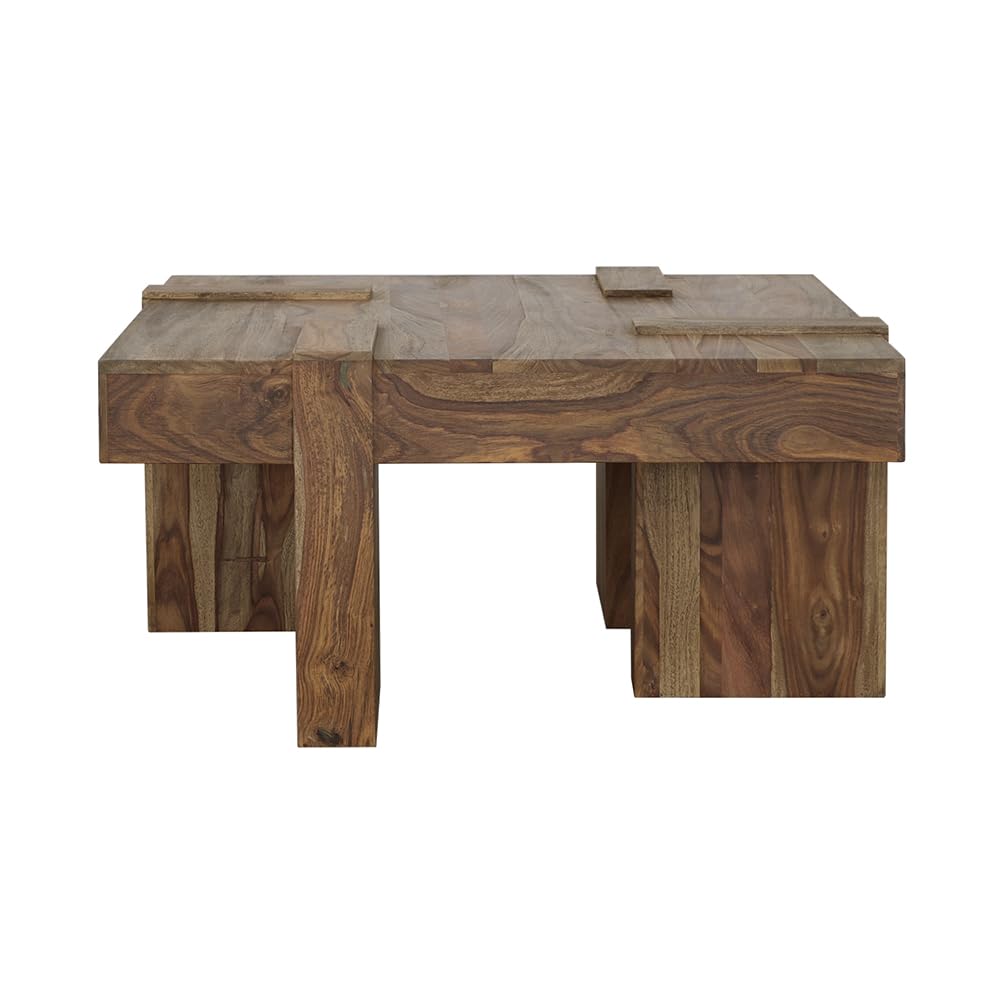Sheesham Wood Square Coffee Table with Wooden Legs Q83687