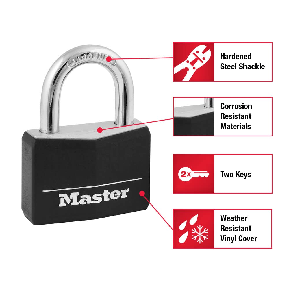 Black 4 Pack Covered Aluminum Keyed Padlock S8800