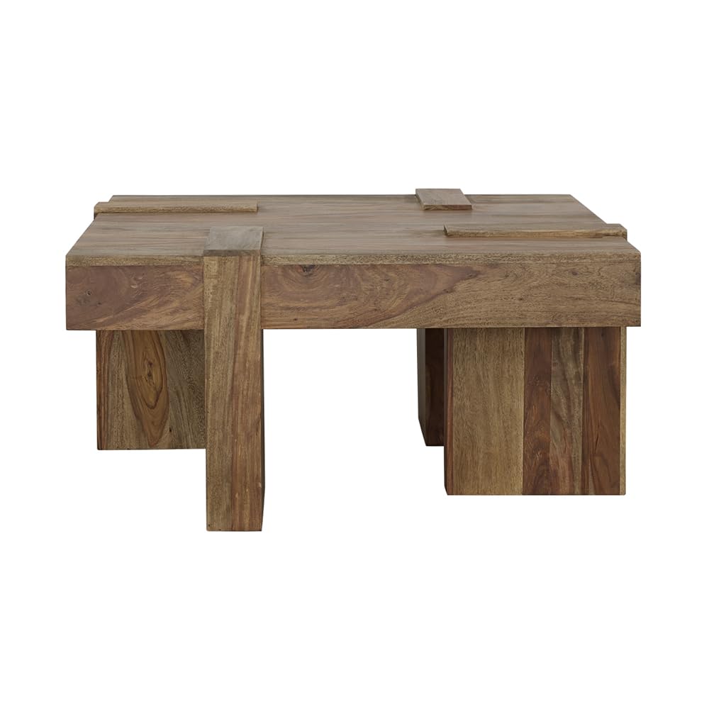 Sheesham Wood Square Coffee Table with Wooden Legs Q83687