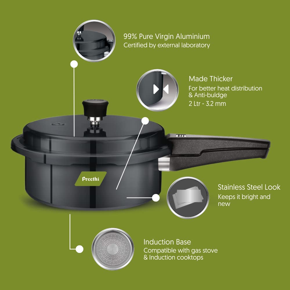 Hard Anodized Induction Base Pressure Cooker 2 Litres R288