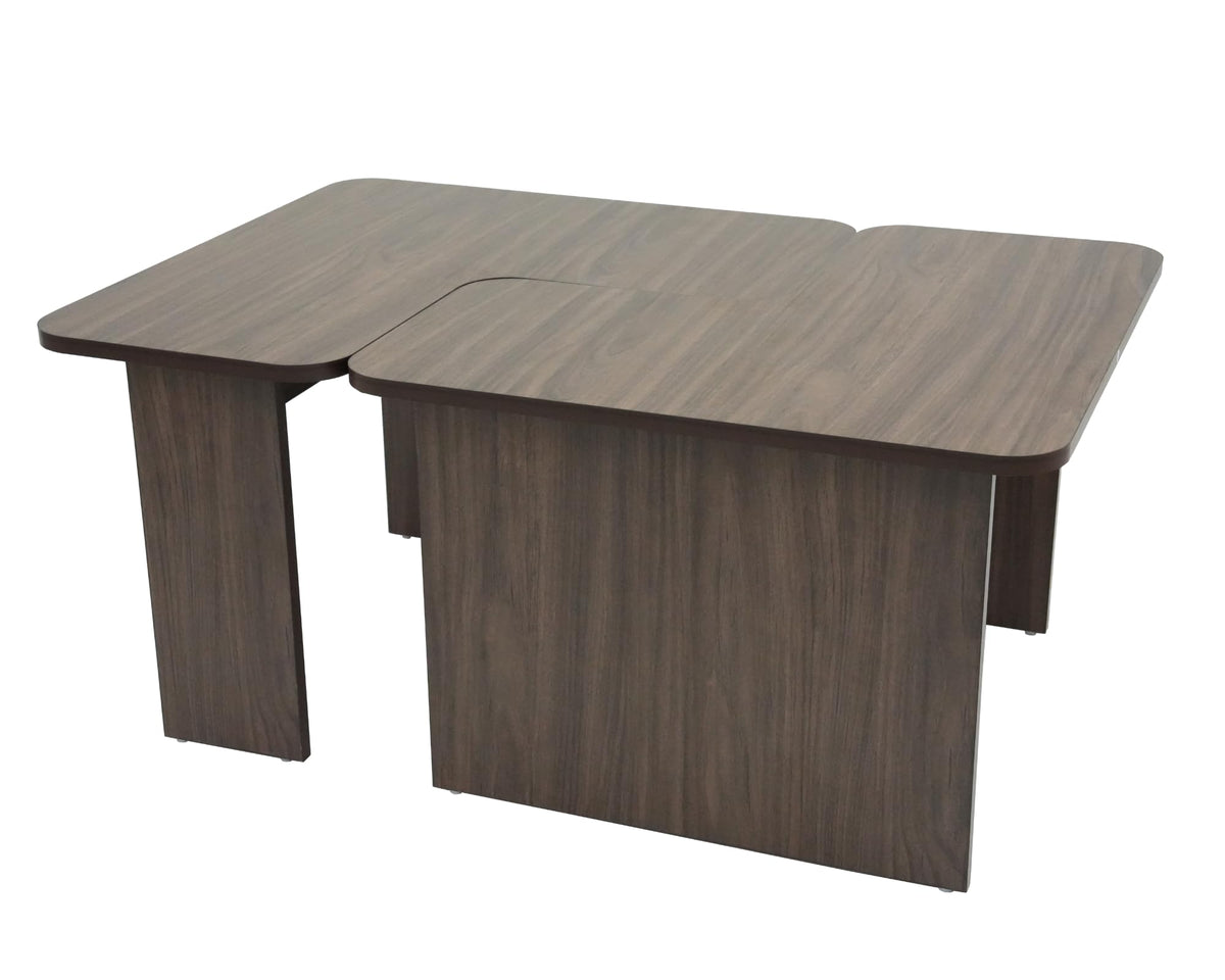 L Shaped Nesting Coffee Table Set of 2 Walnut K540