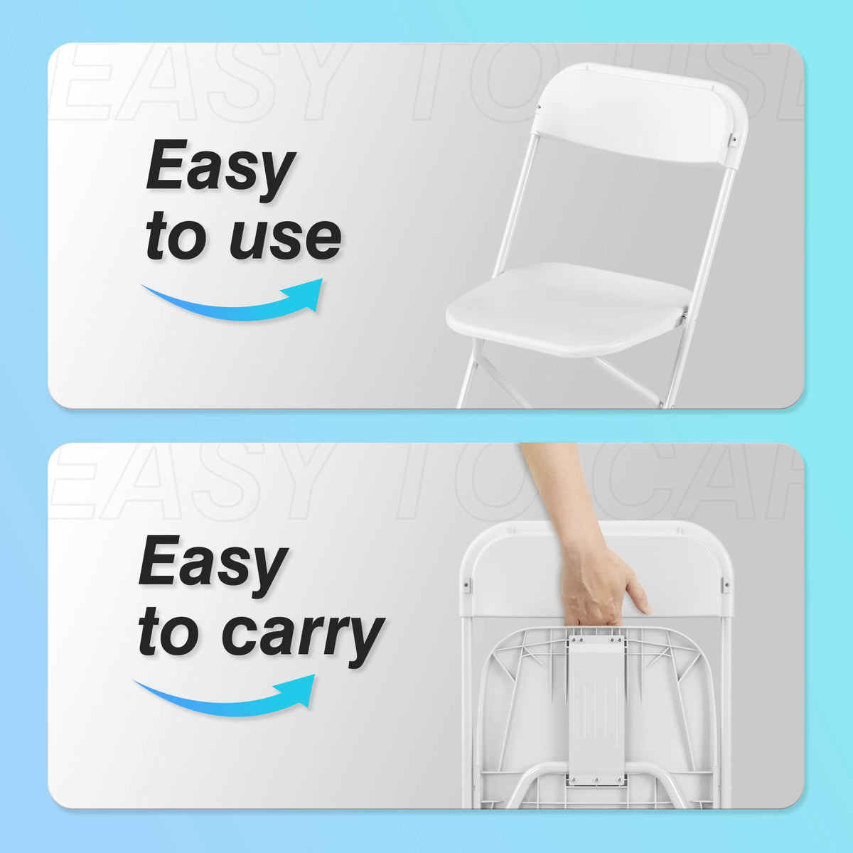 6 Pack White Plastic Folding Chair with Steel Frame K525