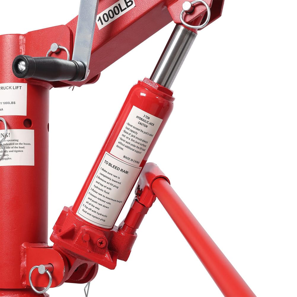 Pickup Truck Crane with Manual Winch, 1000 lb Capacity, Adjustable Boom, 360° Swivel Base, Heavy Duty Steel K840