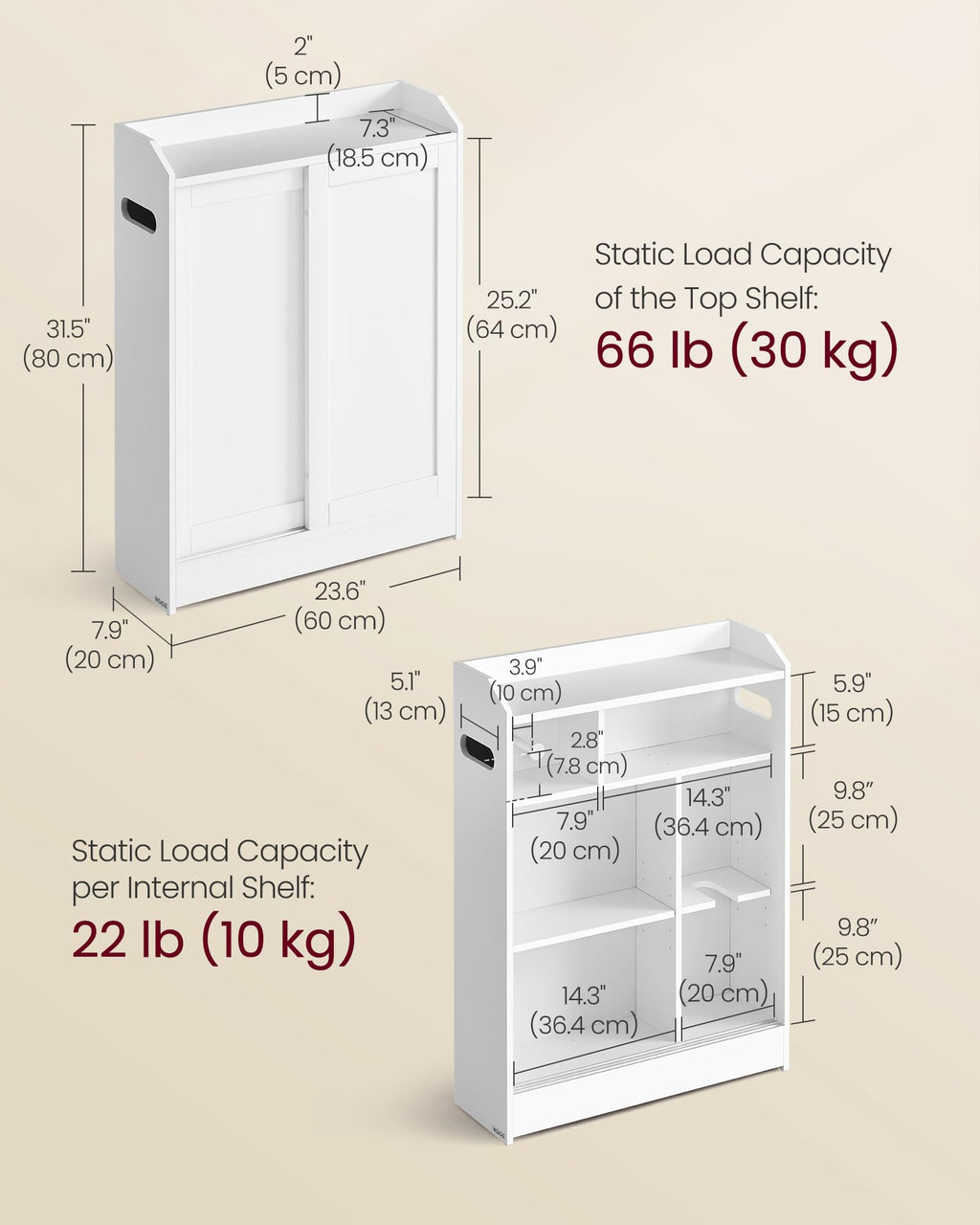Slim Bathroom Storage Cabinet with Sliding Doors X870