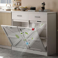 White Wooden Tilt Out Trash Cabinet K729553
