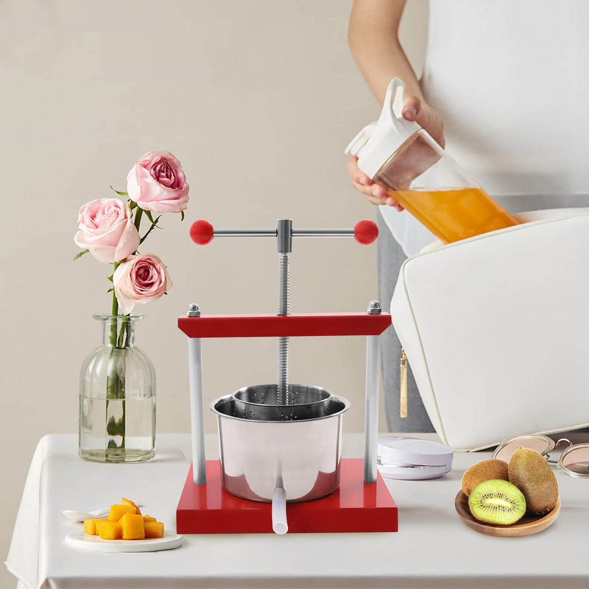 1.6 Gal Stainless Steel Manual Fruit Wine Press S767269