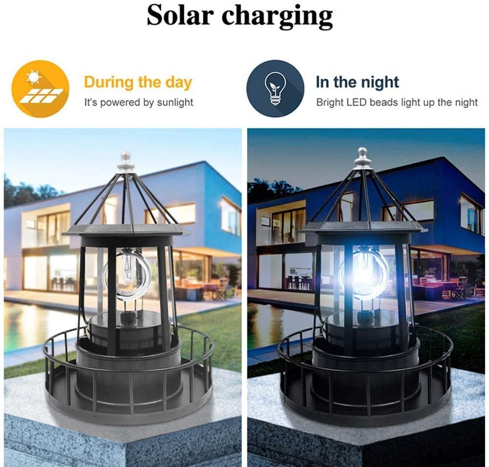 Black Waterproof Solar Outdoor Hanging Lighthouse Lamp U521581