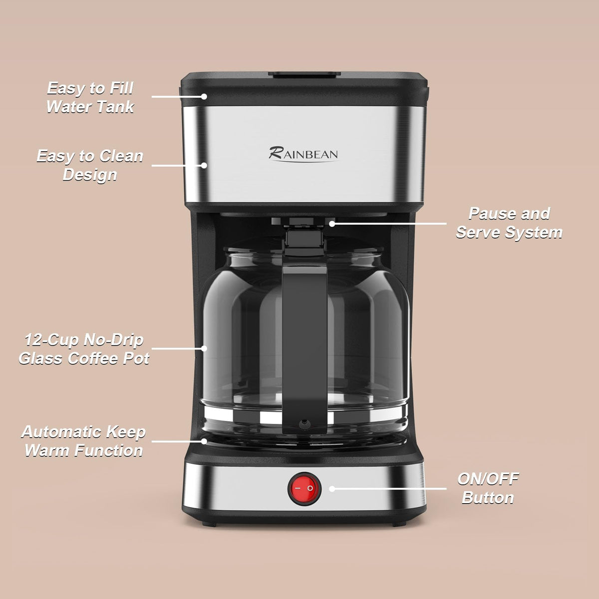 12-Cup Drip Coffee Maker with Glass Carafe C320313