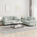Light Gray Velvet 2 Piece Sofa Set with Throw Pillows H5109