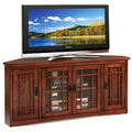 56" Corner TV Stand with Tempered Glass Doors and Adjustable Shelves U5568