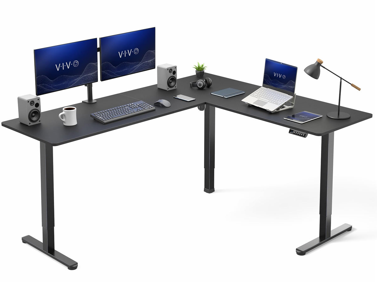 Black 75 x 63 in Corner Standing Desk P27235