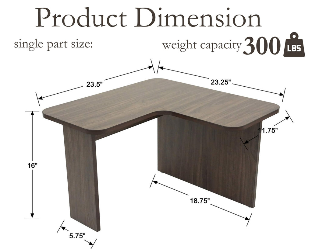 L Shaped Nesting Coffee Table Set of 2 Walnut K540