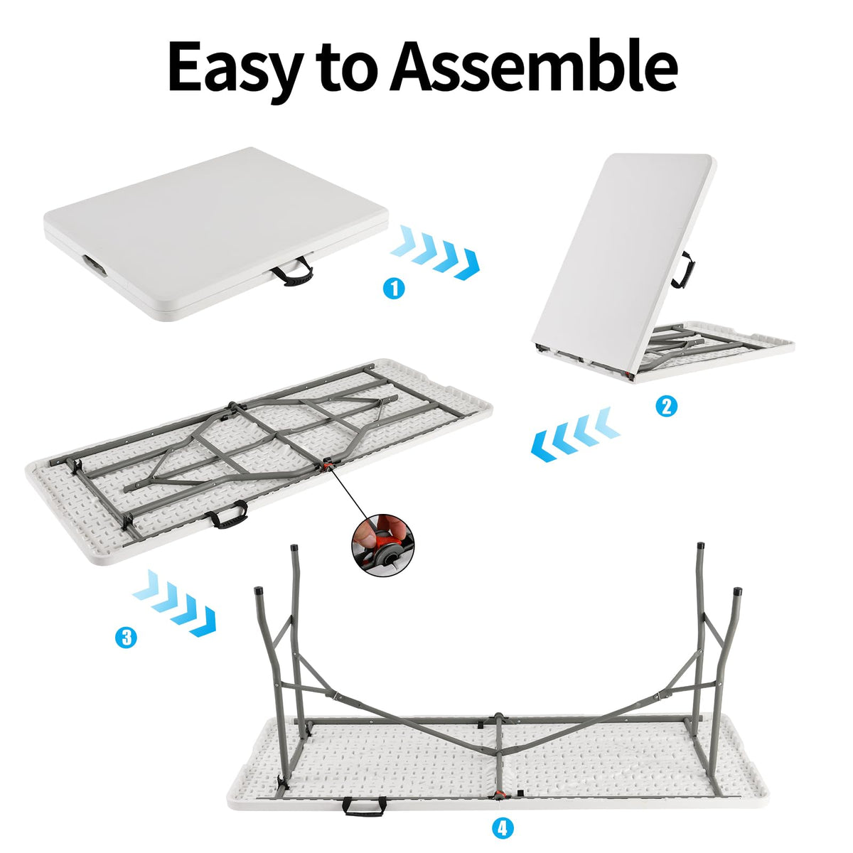 White Portable Folding Table with Carrying Handle T438123