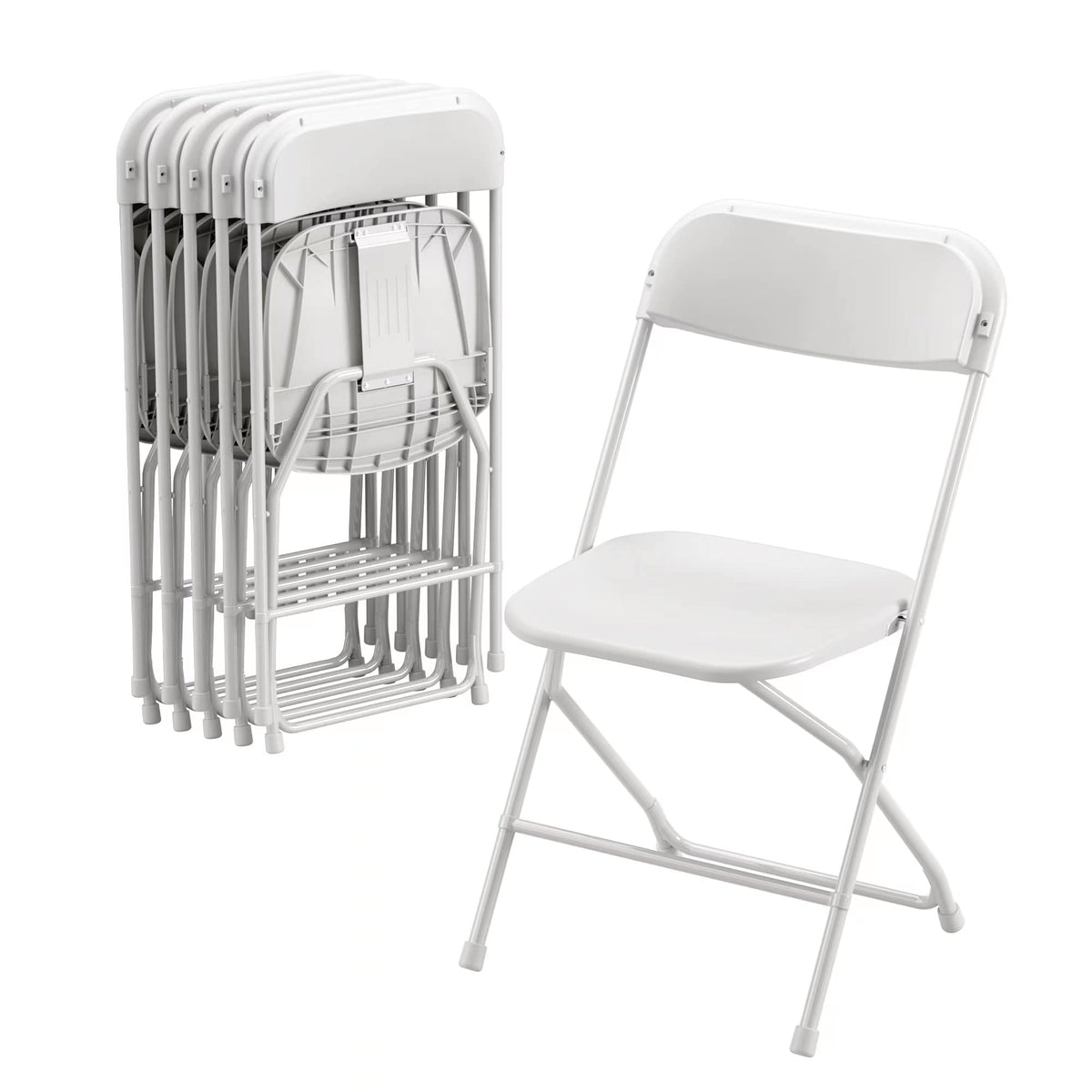 6 Pack White Plastic Folding Chair with Steel Frame K525