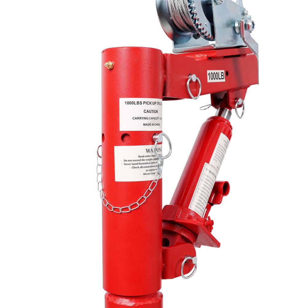 Pickup Truck Crane with Manual Winch, 1000 lb Capacity, Adjustable Boom, 360° Swivel Base, Heavy Duty Steel K840