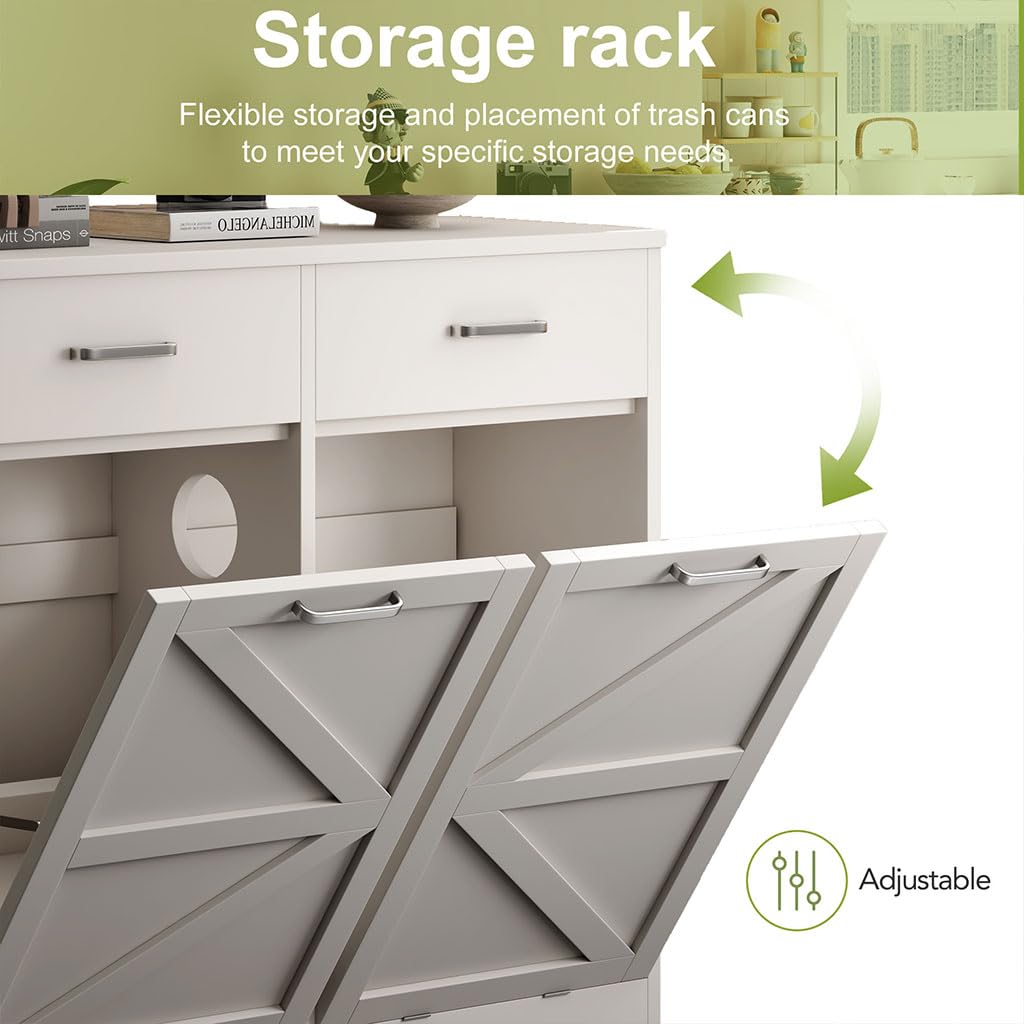 White Wooden Tilt Out Trash Cabinet K729553