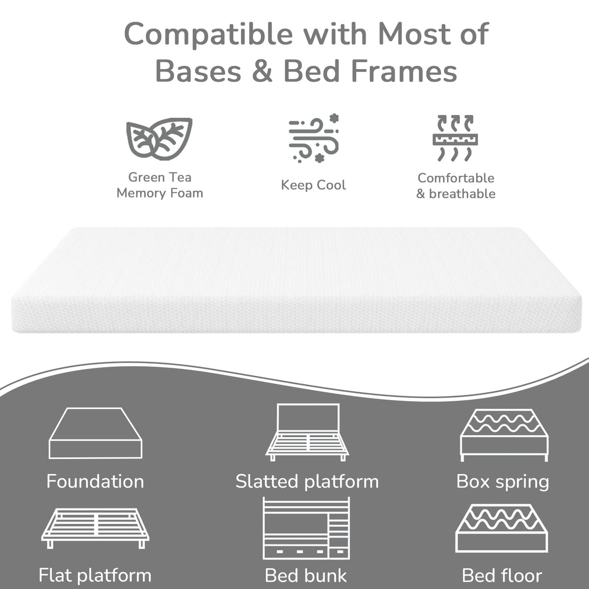 5 Inch Twin Mattress Green Tea Gel Memory Foam A127771