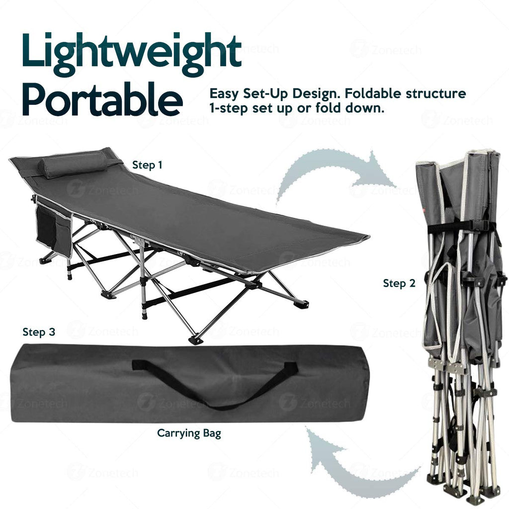 Folding Lightweight Portable Heavy Duty Travel Cot with Large Pocket P773816