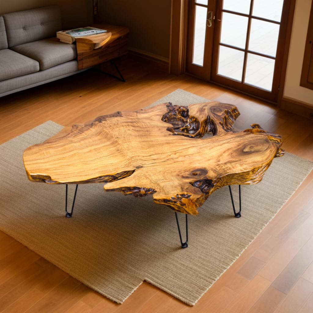 Natural Wood Coffee Table with Metal Hairpin Legs J502772