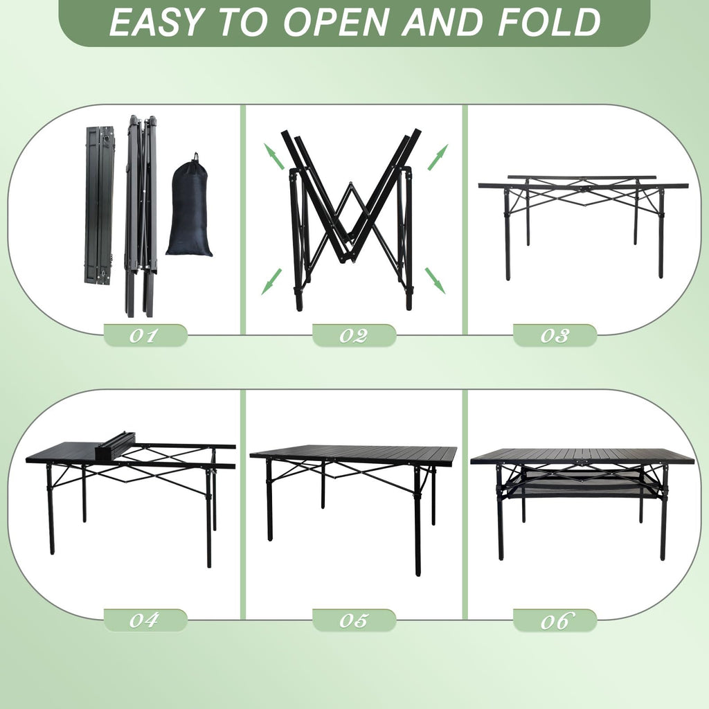 Large Folding Aluminum Camping Table with Storage and Carry Bag V416766