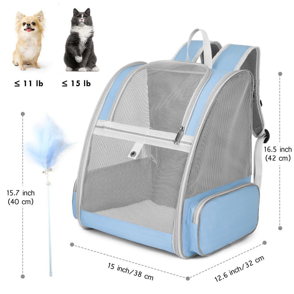 Blue Collapsible Cat Backpack Carrier with Mesh T46237