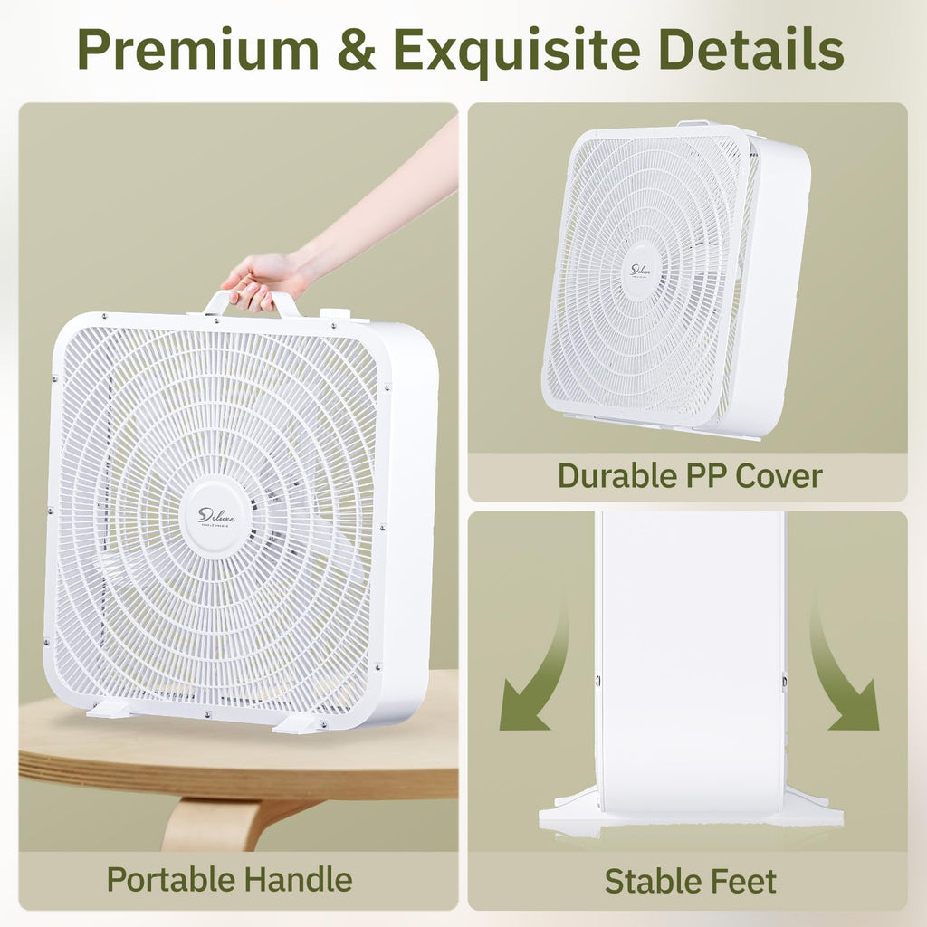 20” White 3-Speed Box Fan with Carry Handle C315