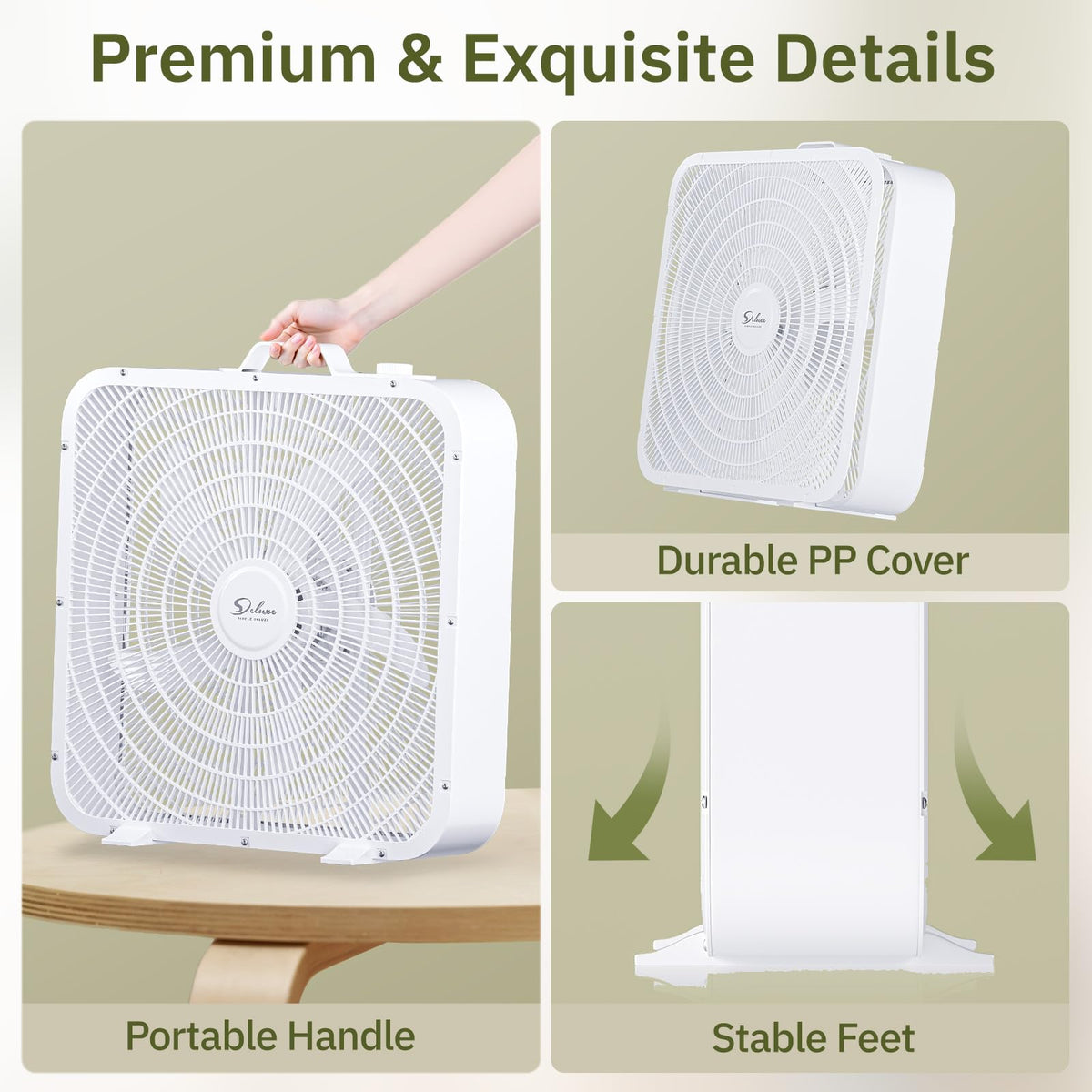 20” White 3-Speed Box Fan with Carry Handle C315