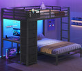 Full Size Bunk Bed with Desk, 5 Drawers, Black A7719