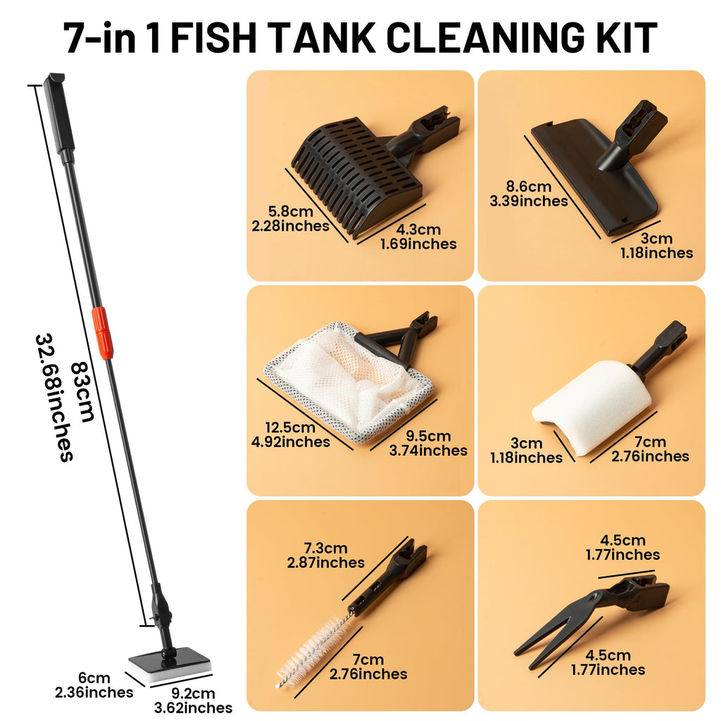 Aquarium Glass Cleaner, 7 in 1 Algae Remover A5288