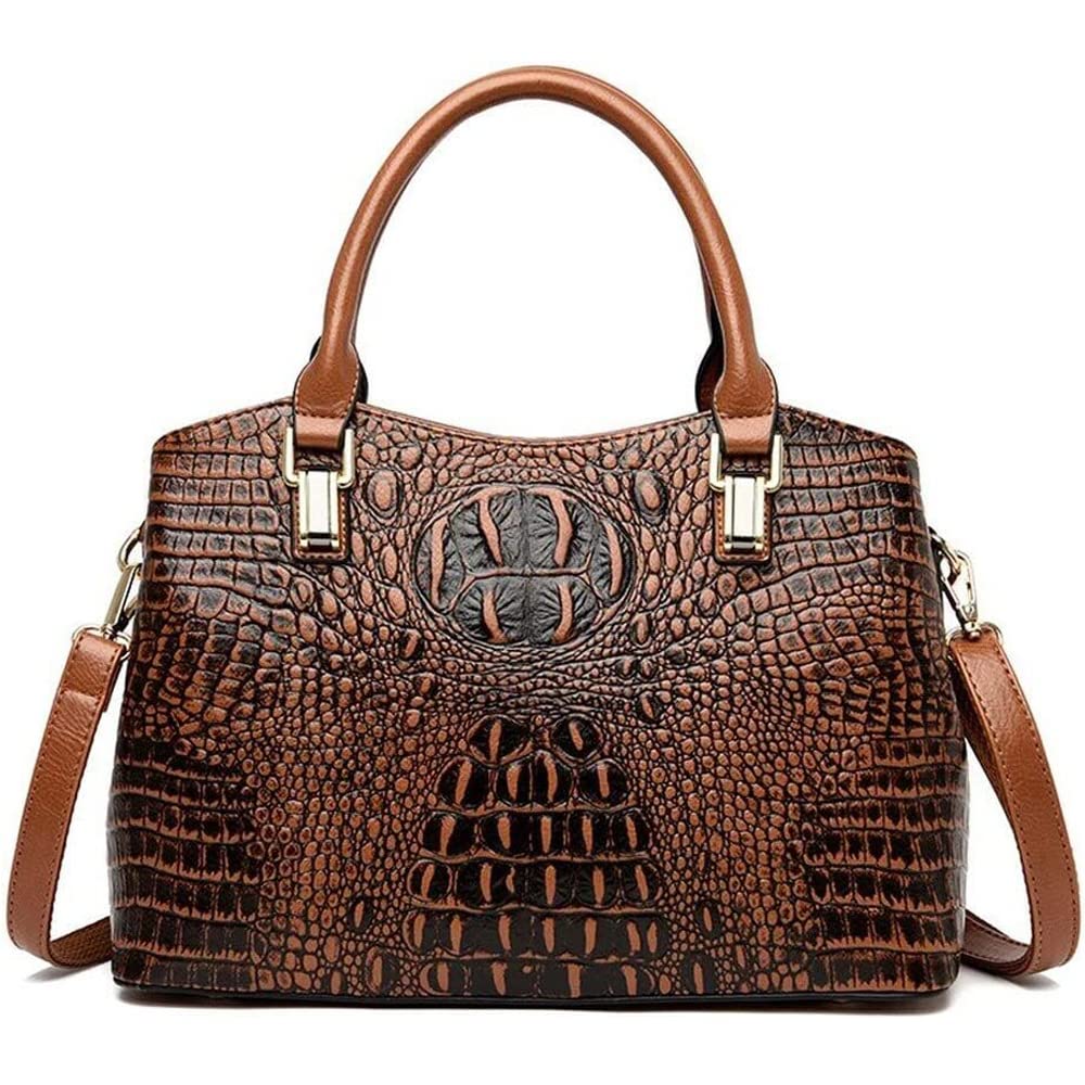 Crocodile Leather Satchel Handbag with Shoulder Strap Q597716