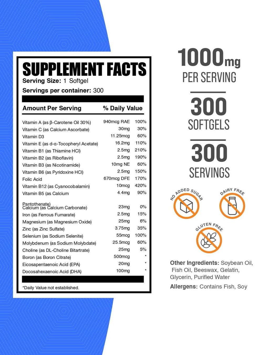 Multivitamin Softgels Gluten Free 300 Count Q670