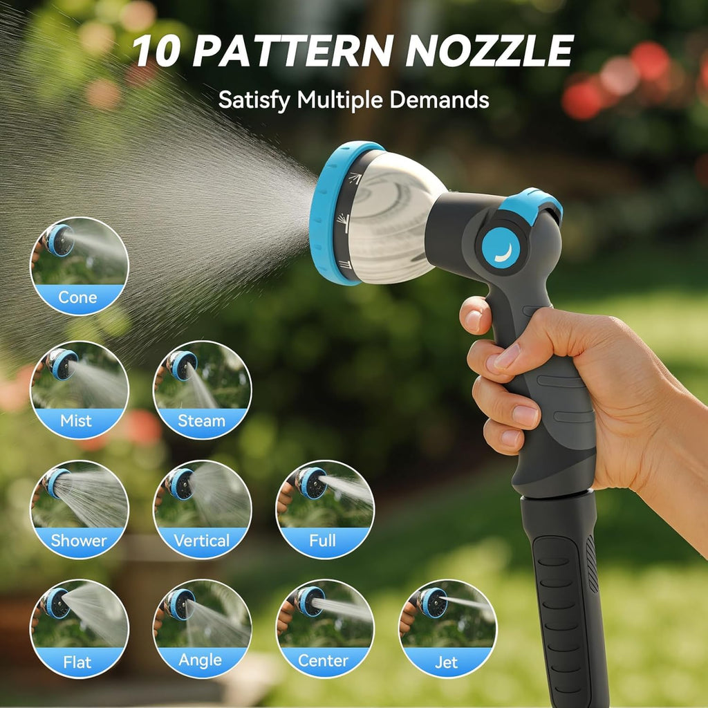 Retractable Garden Hose Reel, 5/8 in x 100 ft Wall Mount Heavy Duty with 10-Pattern Nozzle, Dark Grey D42604
