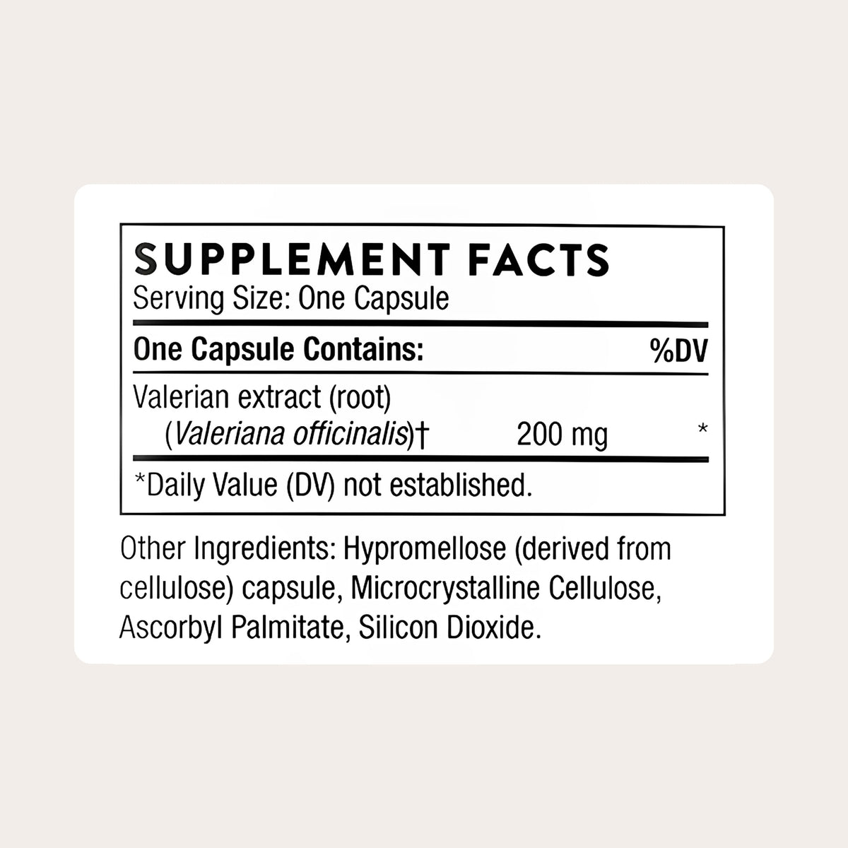 Valerian Root 200 mg 30 Capsules A730231