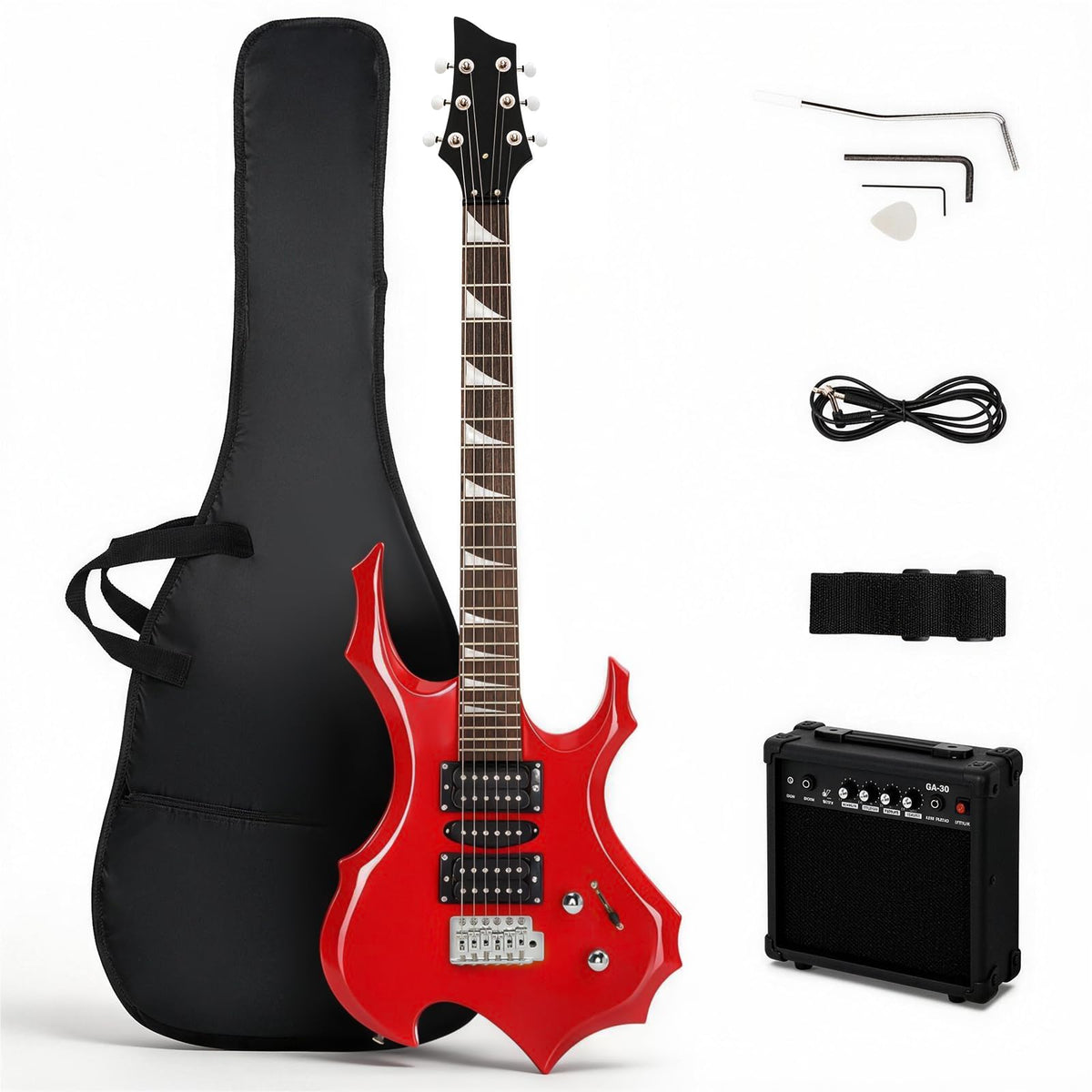 Red Electric Guitar Kit with Amplifier H1702