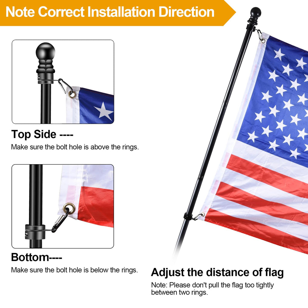 Black 7 FT Stainless Steel Flagpole Kit X17963