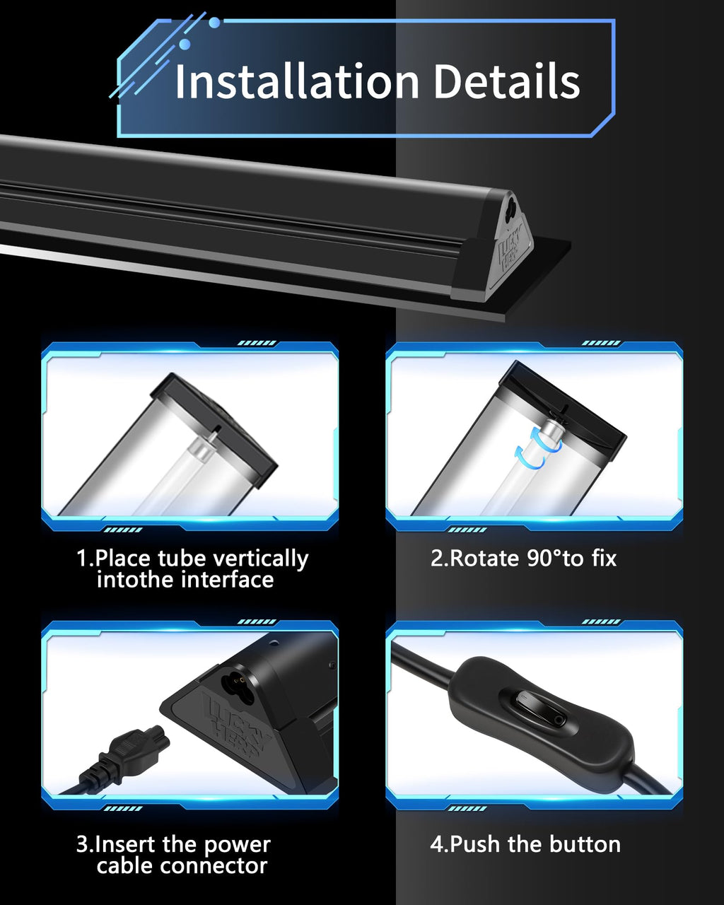 8W 10.0 UVB Reptile Light Fixture Combo Kit 12inch Q642910