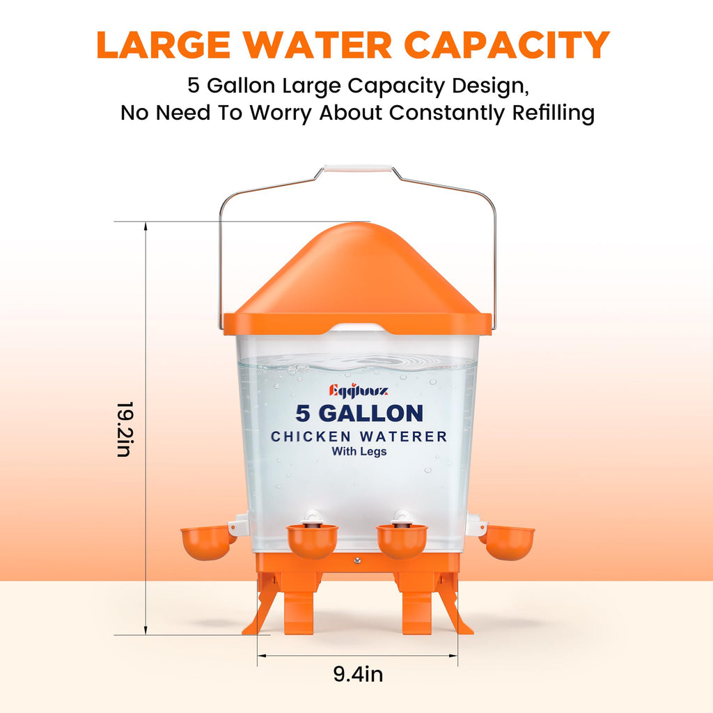 5 Gallons Chicken Waterer Bucket with Cups and Adjustable Legs C12668