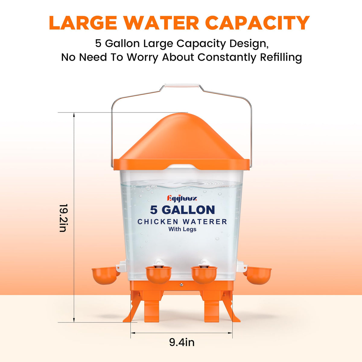 5 Gallons Chicken Waterer Bucket with Cups and Adjustable Legs C12668