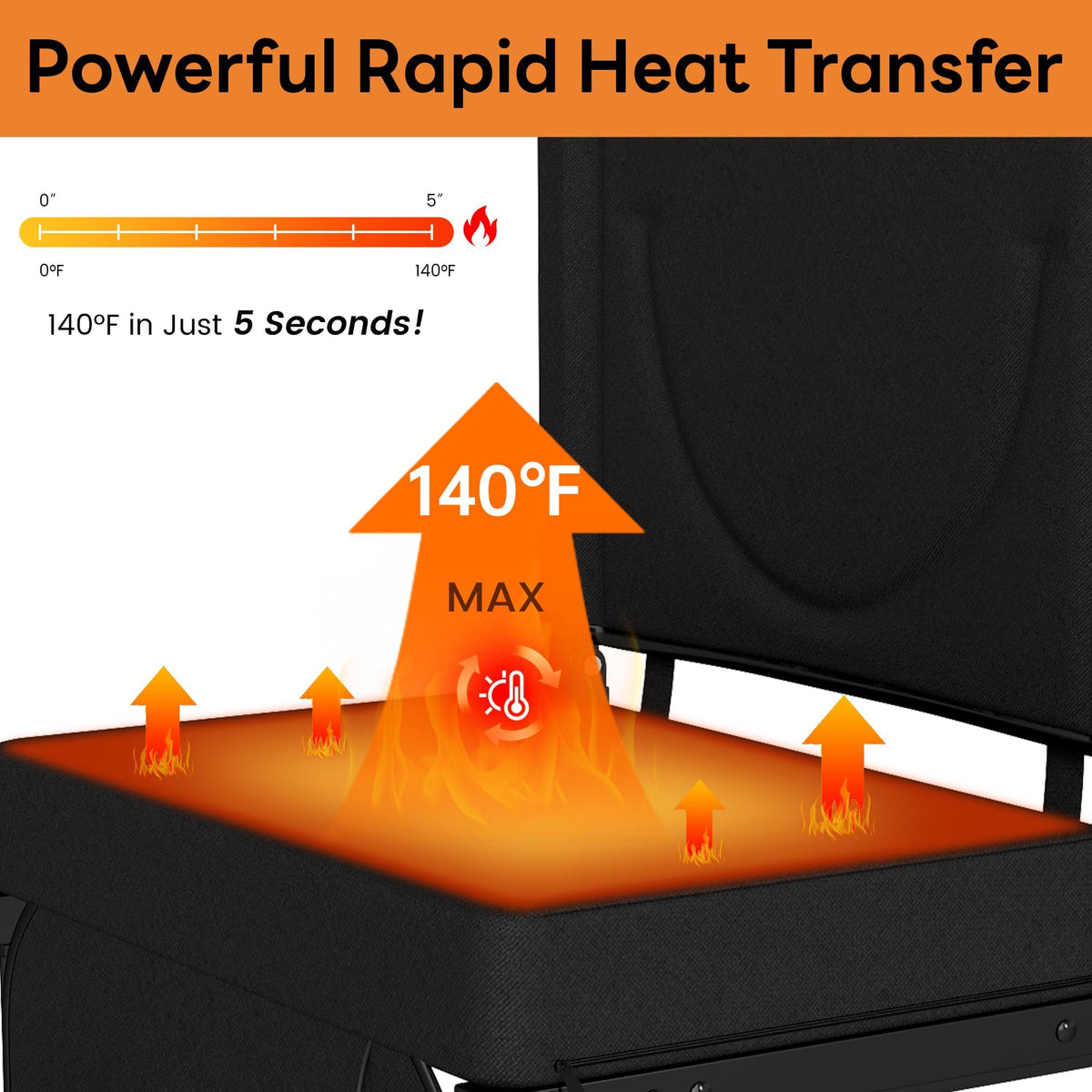 Black Heated Folding Stadium Seat L457290