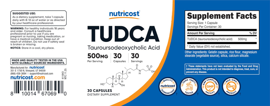 Tudca 500mg 30 Capsules Gluten Free D946438