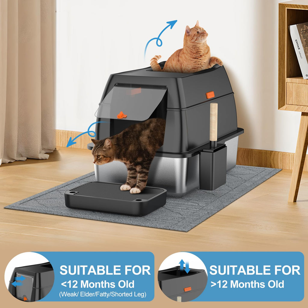 Extra Large Stainless Steel Litter Box with Lid D461693