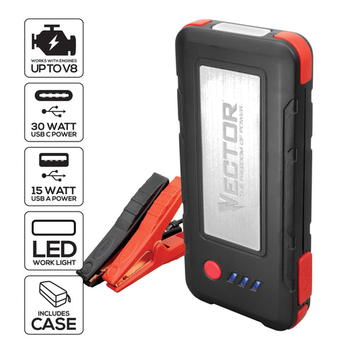 1600 Peak Amp Lithium Jump Starter with USB Power Bank Y727134